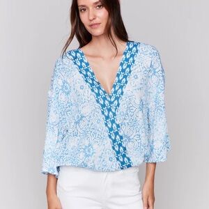 Charlie B Blue and White Women's Top